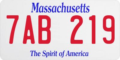 MA license plate 7AB219