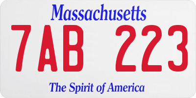 MA license plate 7AB223