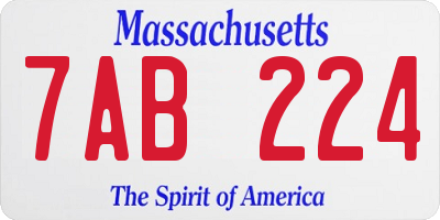 MA license plate 7AB224