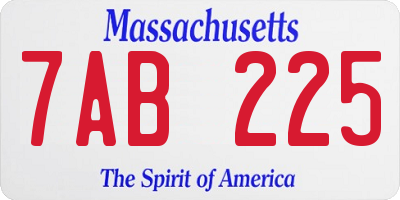 MA license plate 7AB225