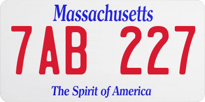 MA license plate 7AB227