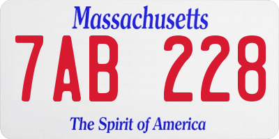 MA license plate 7AB228