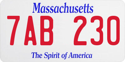 MA license plate 7AB230