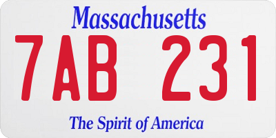MA license plate 7AB231