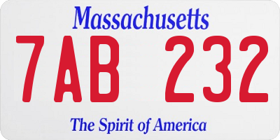 MA license plate 7AB232