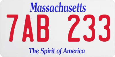 MA license plate 7AB233
