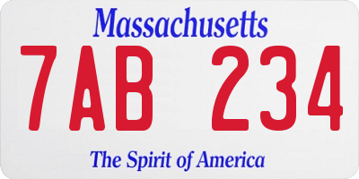 MA license plate 7AB234