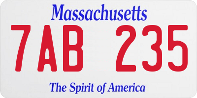 MA license plate 7AB235