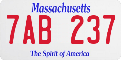 MA license plate 7AB237