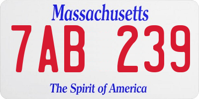 MA license plate 7AB239