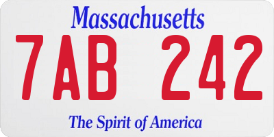 MA license plate 7AB242