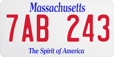 MA license plate 7AB243
