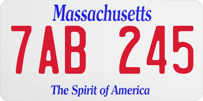 MA license plate 7AB245