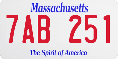 MA license plate 7AB251