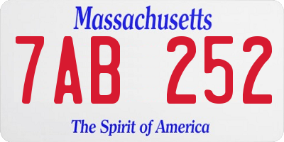 MA license plate 7AB252