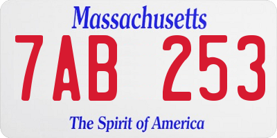 MA license plate 7AB253