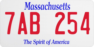 MA license plate 7AB254