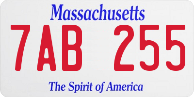 MA license plate 7AB255