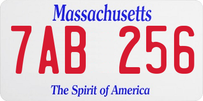 MA license plate 7AB256