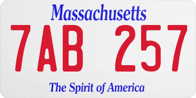 MA license plate 7AB257