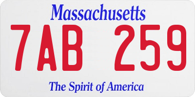 MA license plate 7AB259