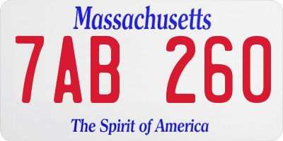 MA license plate 7AB260
