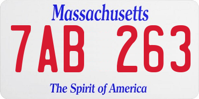 MA license plate 7AB263