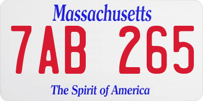 MA license plate 7AB265