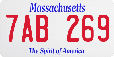 MA license plate 7AB269