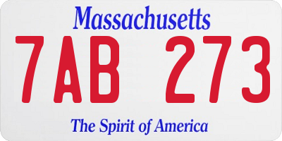 MA license plate 7AB273