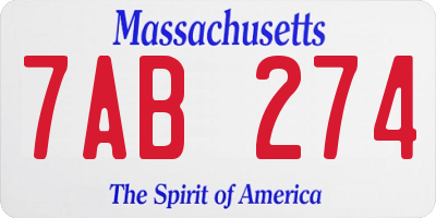 MA license plate 7AB274