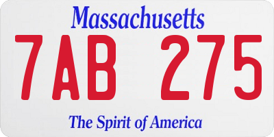 MA license plate 7AB275
