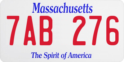 MA license plate 7AB276