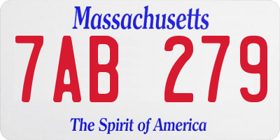 MA license plate 7AB279