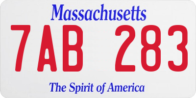MA license plate 7AB283