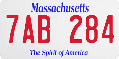 MA license plate 7AB284