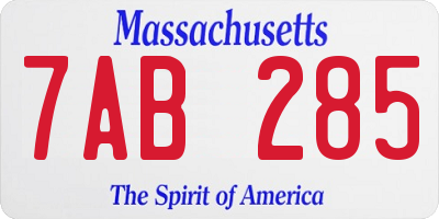 MA license plate 7AB285