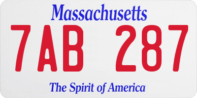 MA license plate 7AB287