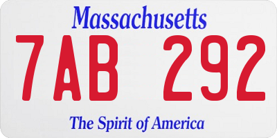MA license plate 7AB292