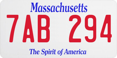 MA license plate 7AB294
