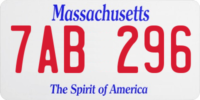 MA license plate 7AB296