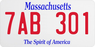 MA license plate 7AB301