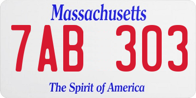 MA license plate 7AB303