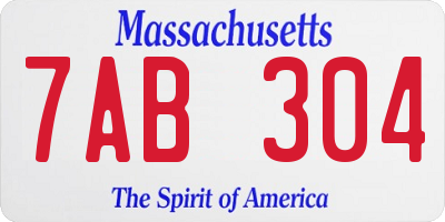 MA license plate 7AB304