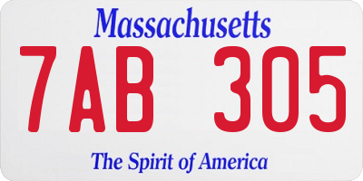 MA license plate 7AB305