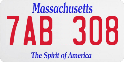 MA license plate 7AB308