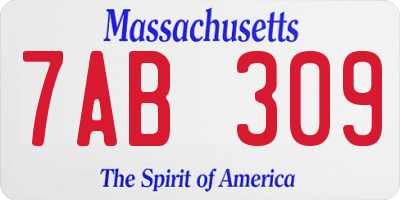 MA license plate 7AB309
