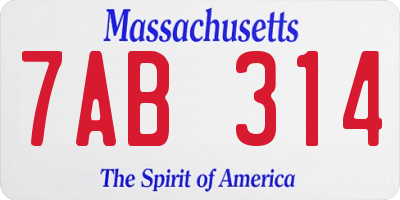 MA license plate 7AB314