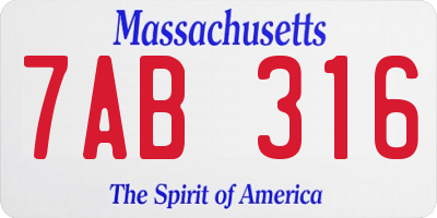 MA license plate 7AB316