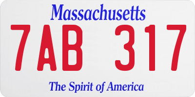 MA license plate 7AB317